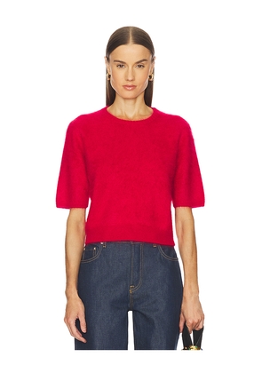 Rag & Bone Jada Brushed Cashmere Short Sleeve Crew in Red. Size L. Also in S, M.