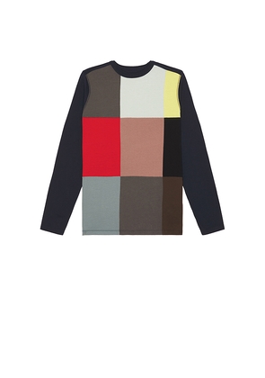 Pop Trading Company Panel Long Sleeve Tee in Navy,Grey. Size L. Also in S, M.