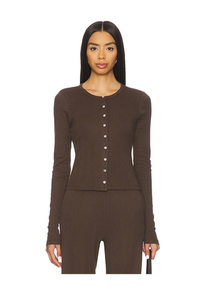 RAT BOI Pointelle Cardigan in Brown. Size L. Also in M, S, XL, XS.