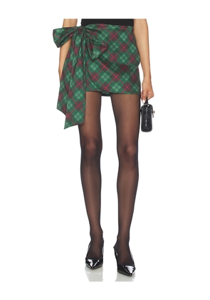 Show Me Your Mumu Iva Bow Skirt in Green. Size L. Also in XL, XS.