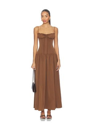 SNDYS Lelessa Maxi Dress in Chocolate. Size L. Also in XXS, XS, S, M, XL, XXL.