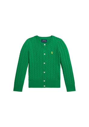 Polo Ralph Lauren Kids Cable Knit Cotton Cardigan in Green. Size 2. Also in 3, 4, 5, 6.