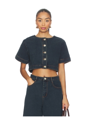 SNDYS Tilla Denim Top in Blue. Size L. Also in M, S, XL, XS, XXL, XXS.