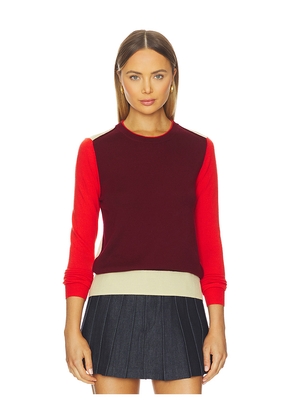 Rag & Bone Taron Colorblock Crew in Burgundy. Size L. Also in S.