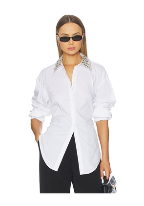 SIMONMILLER Loch Embellished Button Up in White. Size L. Also in S, M.