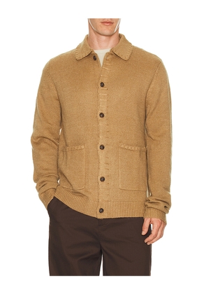 Rhythm Whip Stitch Button Up Knit Cardigan in Brown. Size S. Also in XL/1X.