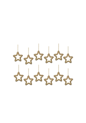 The Favorites Golden Pearl Star Ornament Set Of 12 in Metallic Gold.