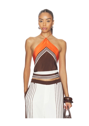 SIR. Destino Scarf Top in Brown,Orange.