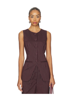 SIMONMILLER Sabine Pinstripe Vest in Burgundy. Size L. Also in XS, S, M.