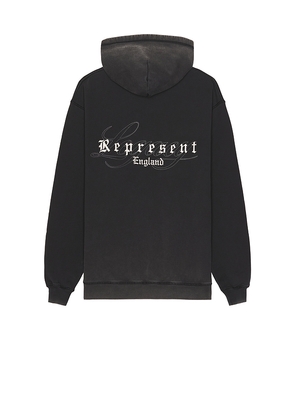 REPRESENT Legacy Overprint Hoodie in Black. Size L. Also in M, XL/1X.