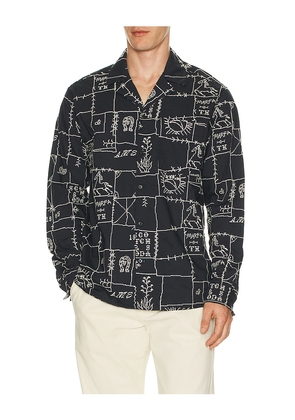 Scotch & Soda Allover Embroidered Shirt in Navy. Size L. Also in M, S, XL/1X, XXL/2X.