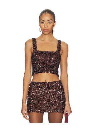 SNDYS Asher Sequin Crop Top in Chocolate. Size L. Also in M, S, XL, XS, XXL.