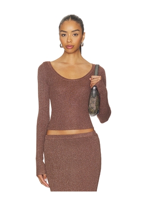 SNDYS Rumer Long Sleeve Knit Top in Chocolate. Size L. Also in M, S, XL, XS, XXL.