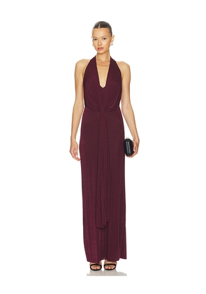 SEROYA Kayla Maxi Dress in Burgundy. Size L. Also in XS, S, M, XL.