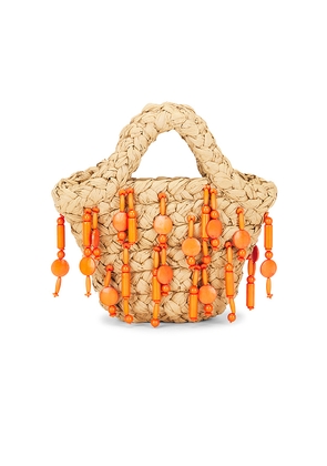 SIMONMILLER Beaded Mercado Mini Tote Bag in Beige,Orange.