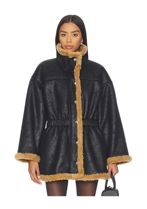 SIMONMILLER Yara Faux Shearling Jacket in Black. Size M. Also in S.