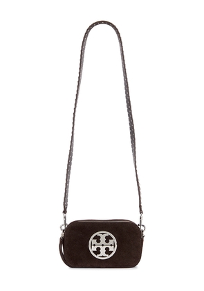Tory Burch Miller Suede Mini Crossbody Bag in Brown.