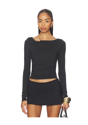 SNDYS Ashley Boat Neck Top in Black. Size L. Also in M, S, XL, XS, XXS.