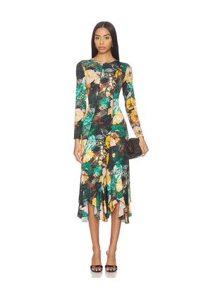 Prabal Gurung Diagonal Long Sleeve Dress in Green,Black. Size M. Also in XS.