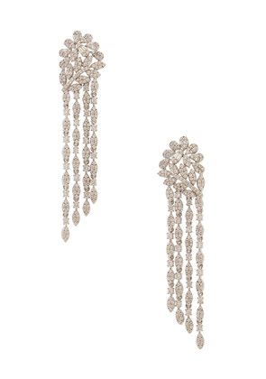 SHASHI Fleurir Drop Earring in Metallic Silver.