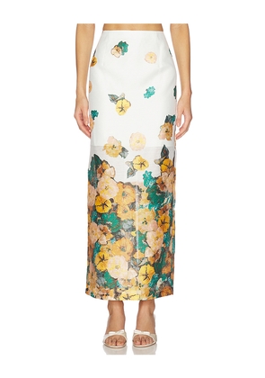 Prabal Gurung Back Slit Maxi Flat Front Pencil Skirt in White,Orange. Size 0. Also in 2, 4.