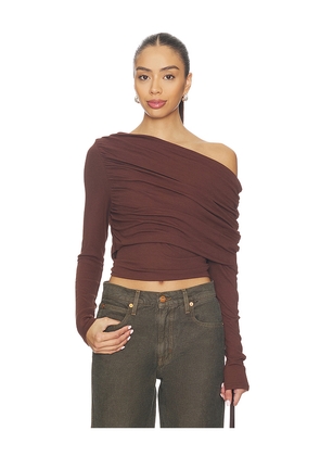 SNDYS Reena Knit Top in Chocolate. Size L. Also in M, S, XL, XS, XXL, XXS.