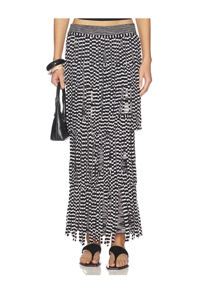 SIMONMILLER Za Za Knit Fringe Skirt in Black,White. Size L. Also in M.