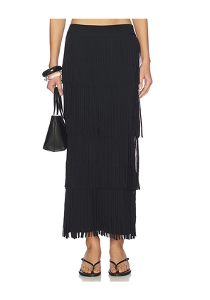 SIMONMILLER Za Za Knit Fringe Skirt in Black. Size L. Also in M, S, XS.