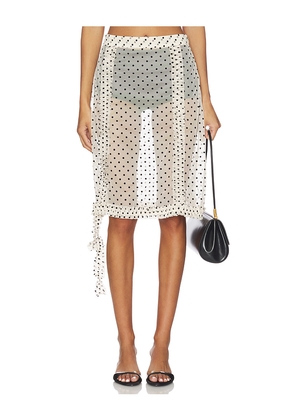 ROKH Frilled Basic Skirt in Cream. Size 34. Also in 36, 38, 40.