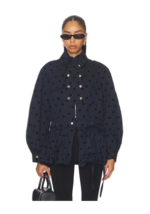 ROKH Puff Skirt Buttoned Double Jacket in Navy. Size 36. Also in 38.