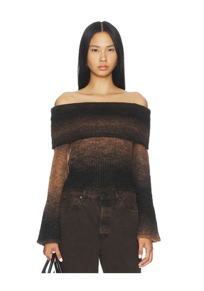 The Wolf Gang Soraya Off Shoulder Top in Chocolate. Size L. Also in M, S, XL, XS.