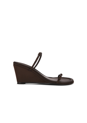 St. Agni Petit Belt Detail Wedge Sandal in Brown. Size 36. Also in 37, 38, 40.
