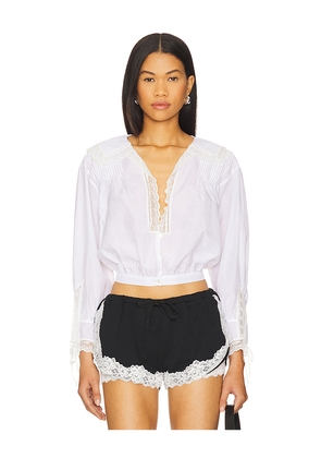 Yuhan Wang Lace Trimmed Blouse in White. Size M. Also in S.