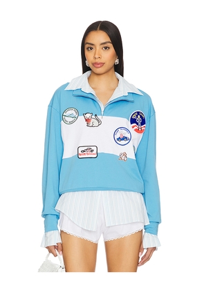 Yuhan Wang Embroidered Patches Sweatshirt in Blue. Size L. Also in M.