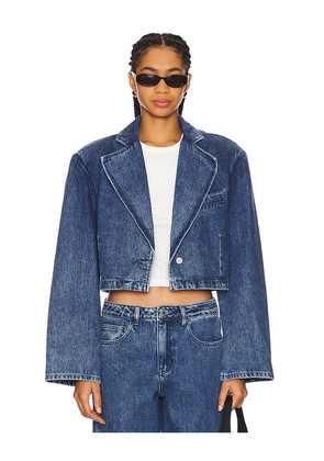 WeWoreWhat Cropped Blazer Jacket in Denim-Medium. Size L. Also in S, M.
