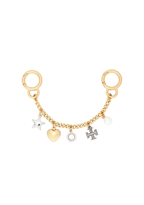 Tory Burch Charms Key Fob in Metallic Silver.