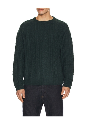 Rhythm Mohair Fishermans Knit Sweater in Dark Green. Size L. Also in S, M, XL/1X.