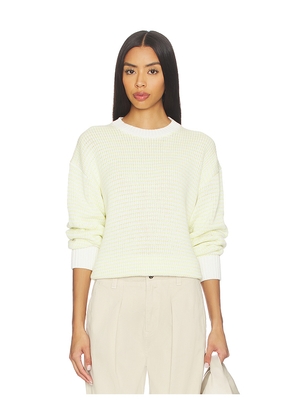 PISTOLA Aura Relaxed Crew Neck Sweater in Yellow,White. Size L. Also in M, S, XL, XS.