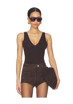 SANS FAFF x REVOLVE Plunge V Bodysuit in Brown. Size L. Also in XS, S, M.