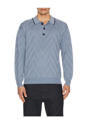 Scotch & Soda Structure Long Sleeve Polo in Blue. Size L. Also in M, S, XL/1X, XXL/2X.