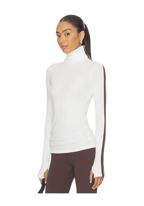 Splits59 Jackson Rib Full Length Turtleneck Top in White,Brown. Size L. Also in M, S, XL, XS.