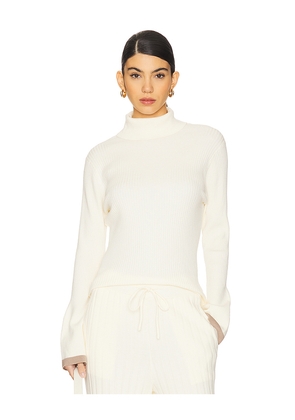 Varley Ravena Rib Knit High Neck Top in Ivory. Size L. Also in M, XL.