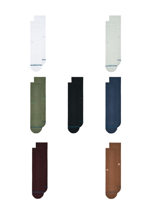 Stance 7 Days A Week Pack Socks in White.Green. Size L. Also in M.