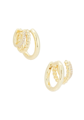 SHASHI Charlie Triple Earring in Metallic Gold.