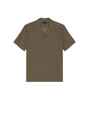 Vince Cotton Eyelet Collar Shirt in Green. Size L. Also in M, XL/1X.