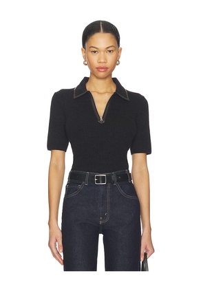 Rag & Bone Caterina Faux Leather Zip Polo in Chocolate. Size M. Also in XS, S.