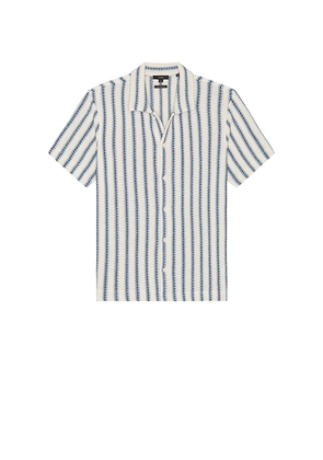 Vince Beach Stripe Knit Button Down Shirt in Blue,Cream. Size L. Also in S.