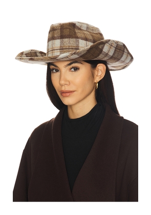 Understated Leather Plaid Cowboy Hat in Brown.