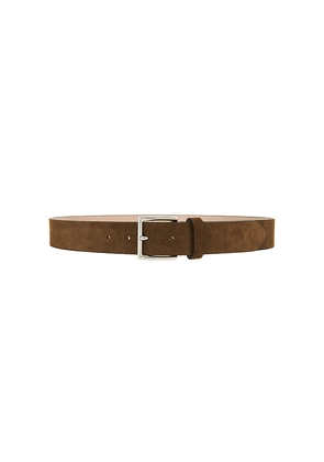Vince 35mm Flat Suede Belt in Brown. Size 30. Also in 34, 36, 38.