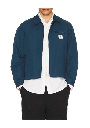 vowels Zip Up Work Jacket in Blue. Size 1. Also in 2, 3, 4.